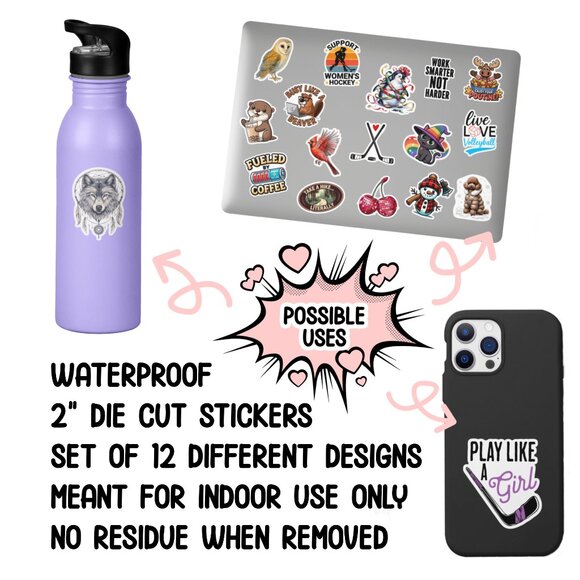 Cute Dalmatian Sticker Pack of 12 Vinyl Stickers - Waterproof Animal Sticker Set - Picture 2 of 4